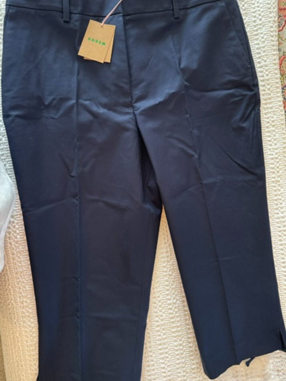 NWT Boden Women's Cropped Capri Pants Size 12 Navy Stretch Cotton Ankle